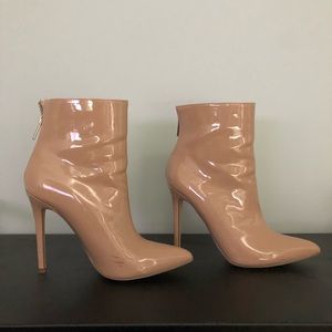 Patent Nude Ankle Booties